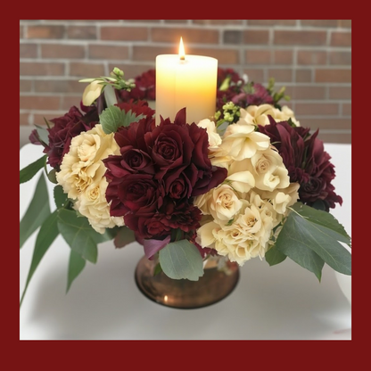 Thanksgiving Centerpiece "Candle "Lit" Glow" Flowers for Table