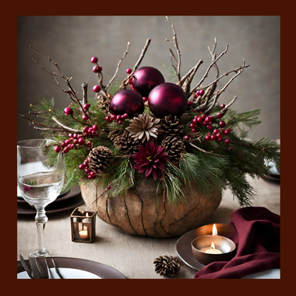 Burgundy Forest Merlot Christmas Centerpiece