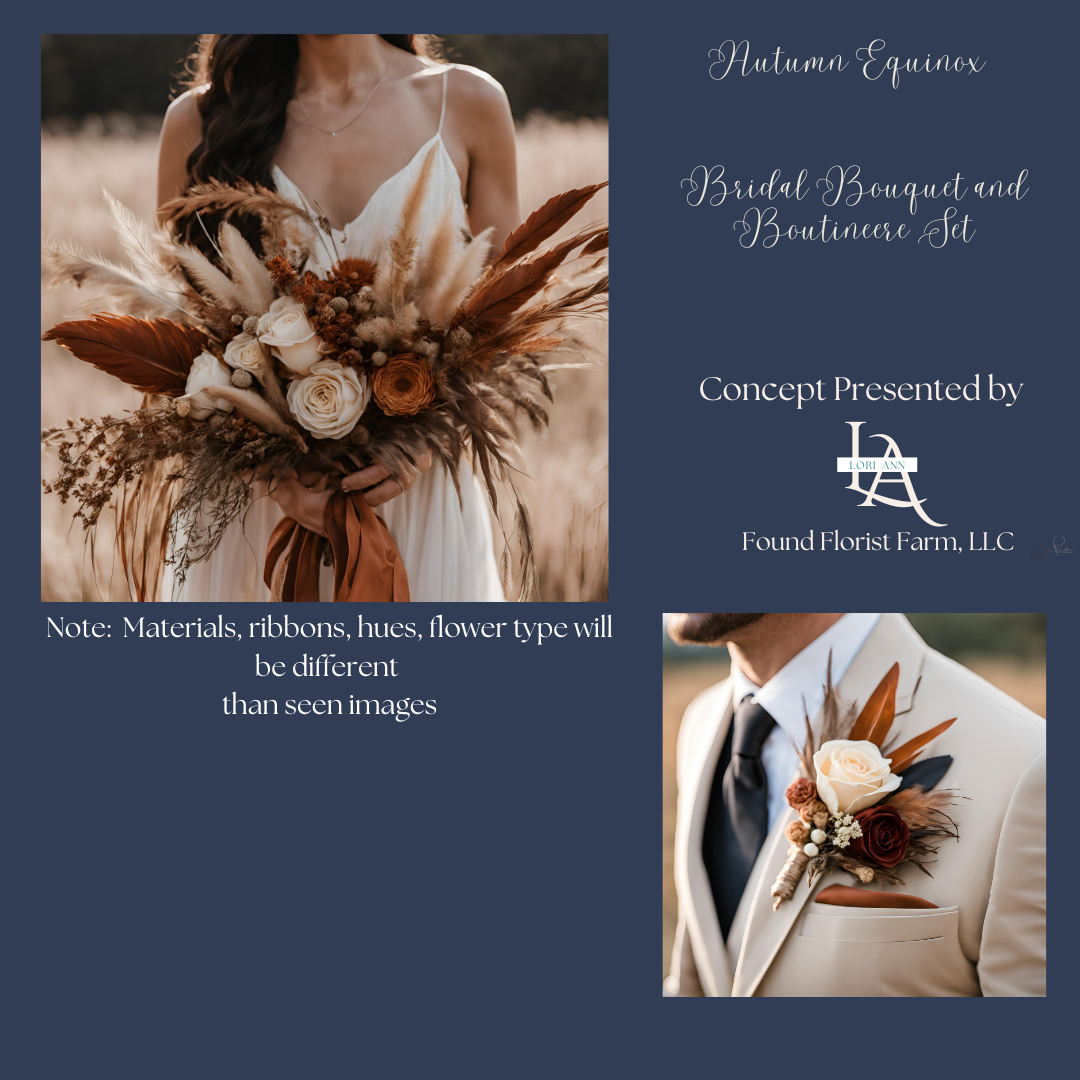 Silk & Dried Flower for Custom Bridal Bouquet & Boutonnière Set | Autumn Equinox | Designer Choice