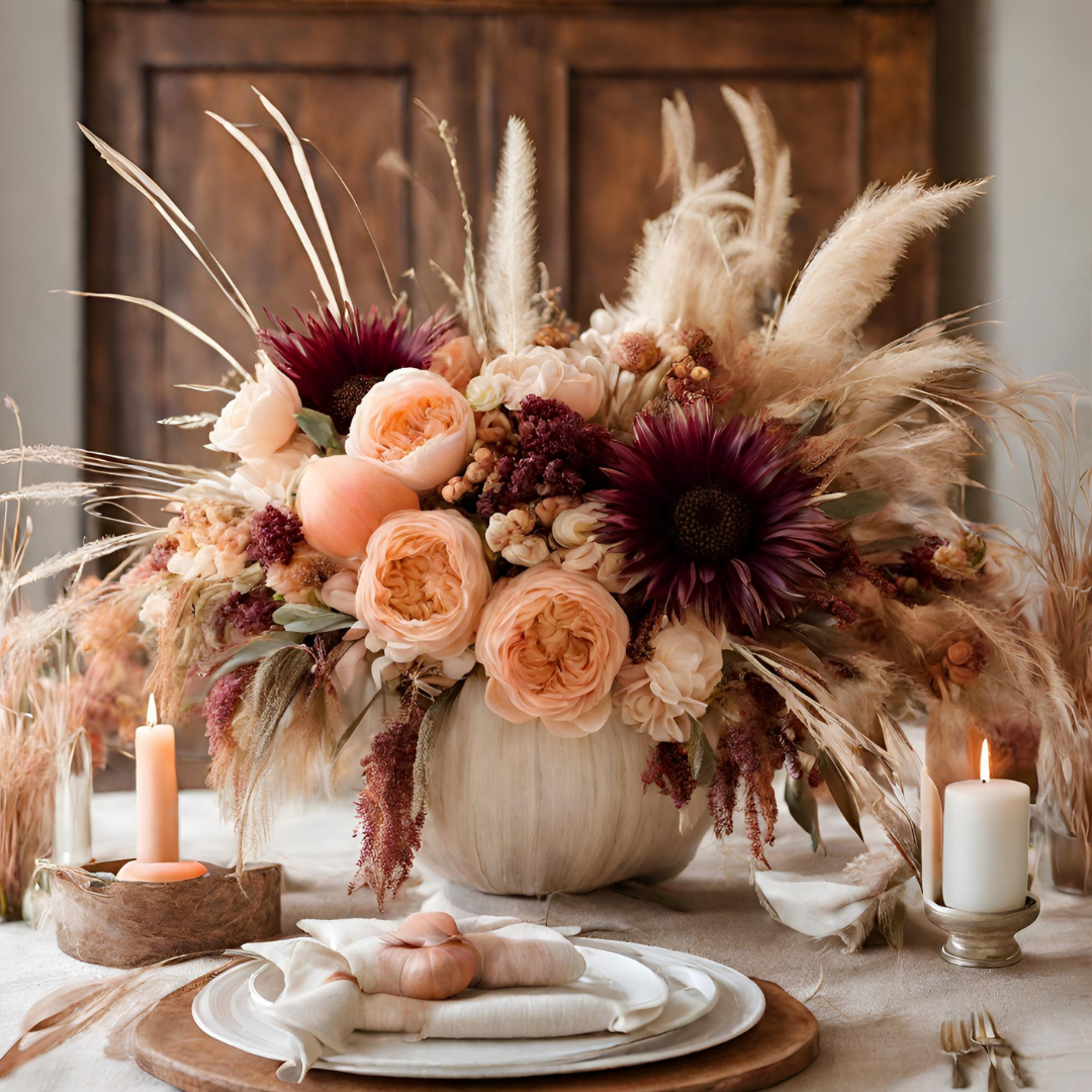Here's how to make your own Thanksgiving centerpiece with flowers from HEB