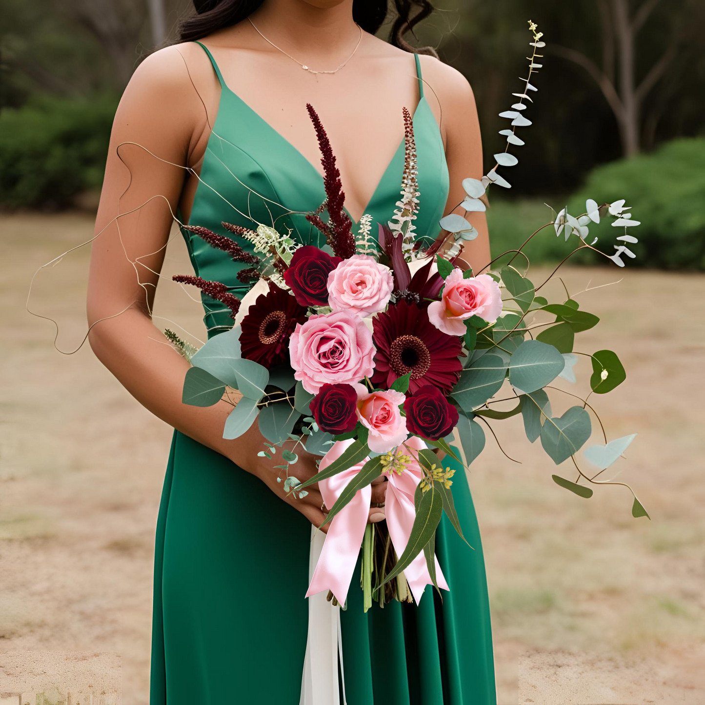 Luxury Bridal Bouquet for Bride | Red, Burgundy & Pink Wedding Bouquet | CT Event Florist