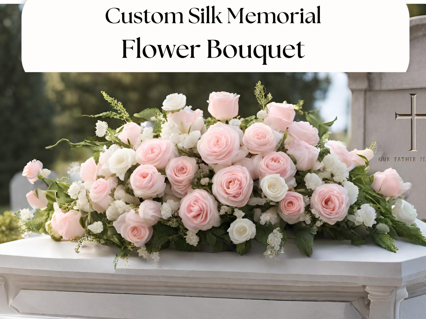 Silk Headstone Flowers for Grave Blanket Flowers for Memorial Day