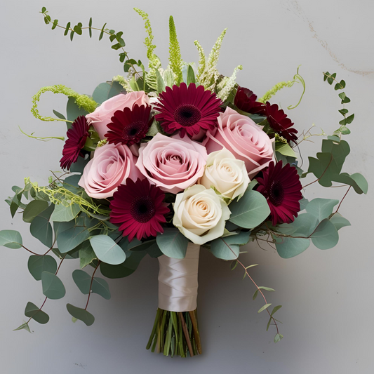 Luxury Bridal Bouquet for Bride | Red, Burgundy & Pink Wedding Bouquet | CT Event Florist