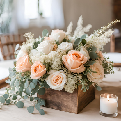 Custom Silk Wedding Reception Table Arrangements | Farmhouse Wedding Flowers for Reception | Rustic Elegant Centerpiece