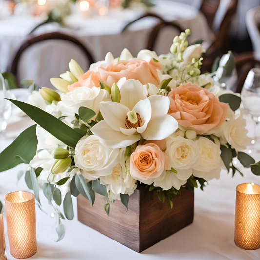Custom Silk Wedding Reception Table Arrangements | Farmhouse Wedding Flowers for Reception | Rustic Elegant Centerpiece