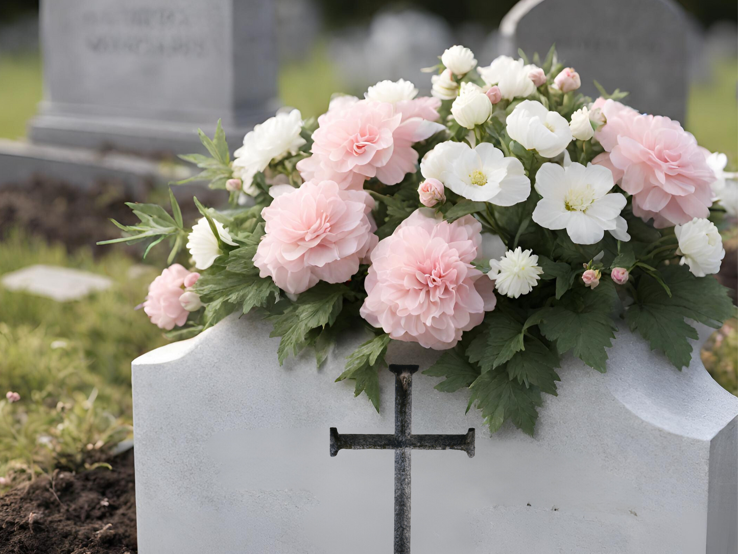 Silk Headstone Flowers for Grave Blanket Flowers for Memorial Day