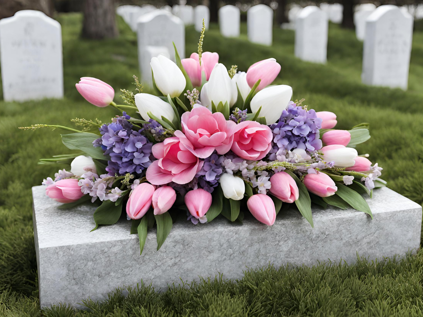 Celebration of Life Silk Flowers for Grave Blanket Flowers for Cemetery Flowers for Mother
