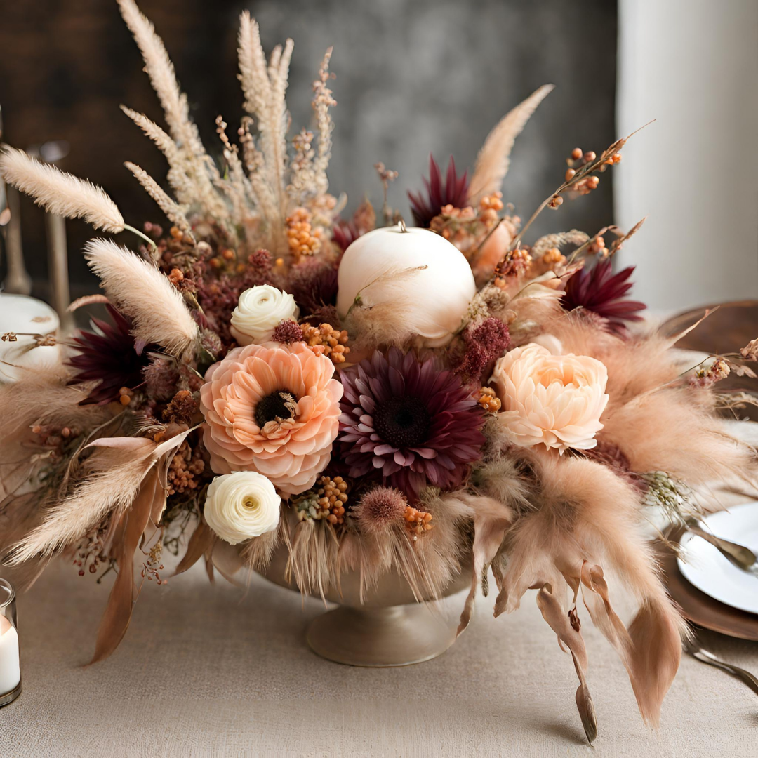 How to Make a Modern Thanksgiving Centerpiece with Dried Flowers