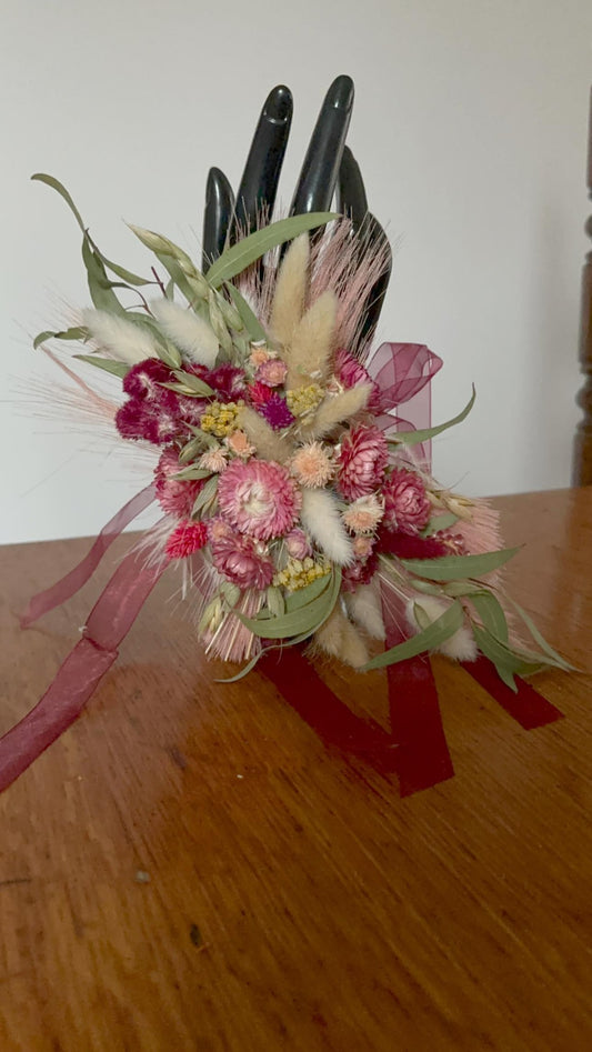 Bohemian Dried Flower Wrist Corsage| Wearable Flowers