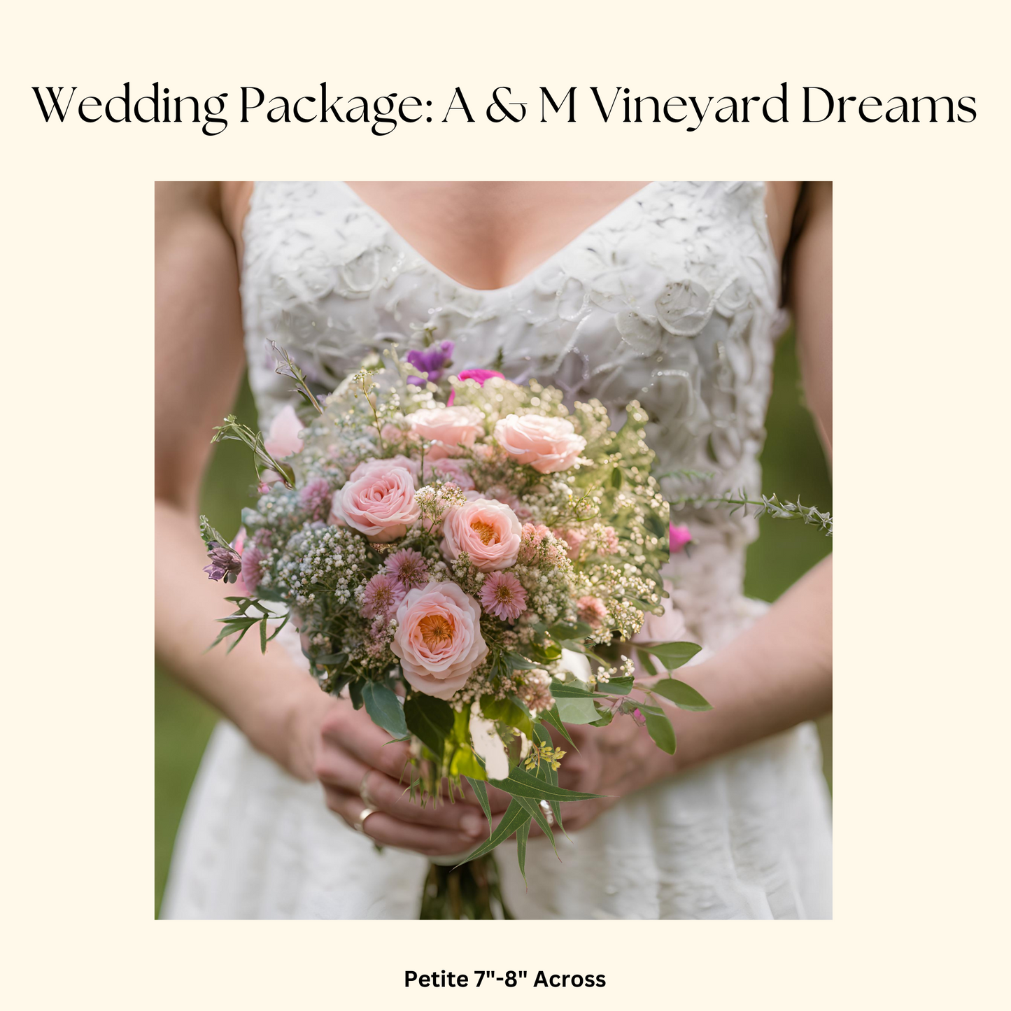 Custom Wedding  Package:  “Meadow of Roses” Vineyard Wedding Flower Package