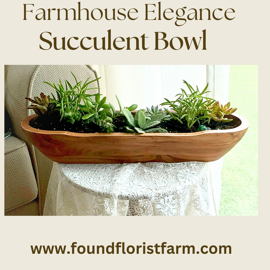 Farmhouse Chic Succulent Plant Wooden Bowl