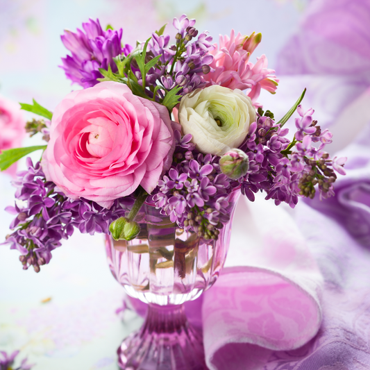 Birthday Flower Delivery - Tickled Pink and Purple Birthday Arrangement in Vase